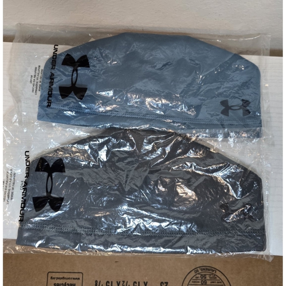 Under Armour Storm Beanies Lot Of 2 New Gray Blue Green Mens